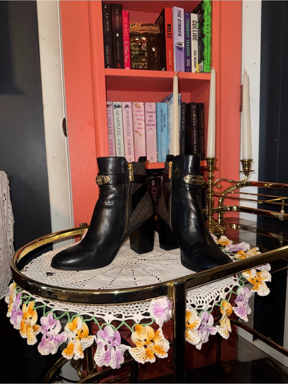 Michael Kors ankle Boots with Gold Hardware